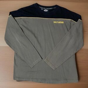 Harley-Davidson Long Sleeve Shirt 100% Cotton Size L Black & Gray Vintage